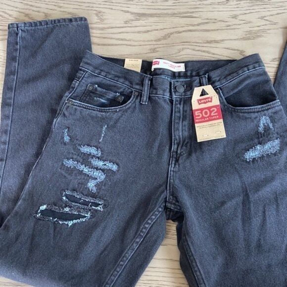 NEW Black‎ distressed 502 Levi’s 16 Reg - Picture 3 of 7